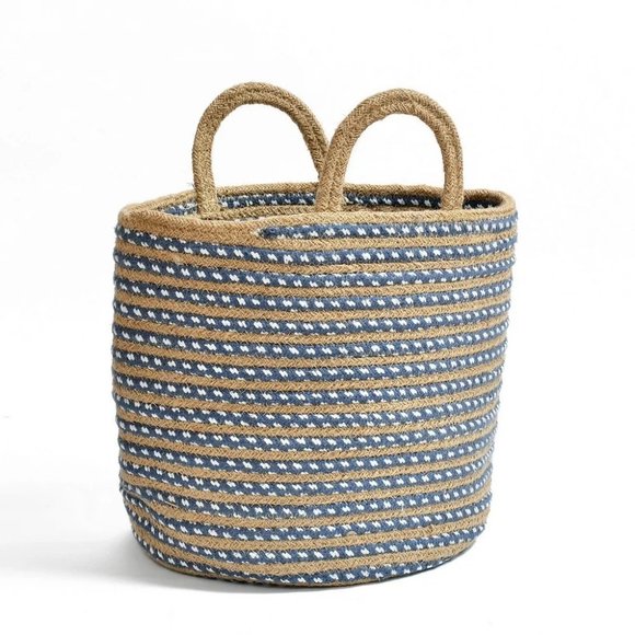 Jute Basket | Blue Circle | 11 Inches, Pack of 2 - Picture 2 of 5